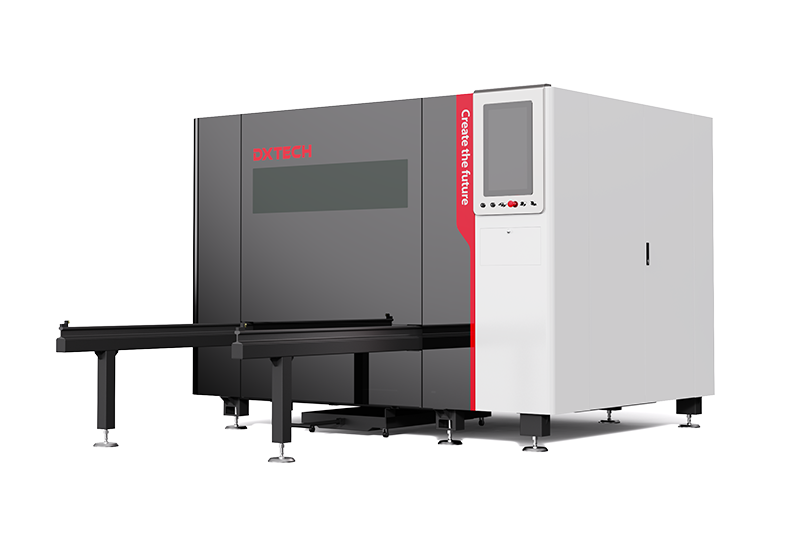 Laserschneidmaschine 3015 mit ausfahrbarem Tisch im Gehäuse
